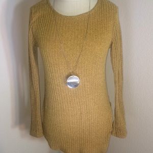 Gold Long Sleeve Shirt with slits on the side